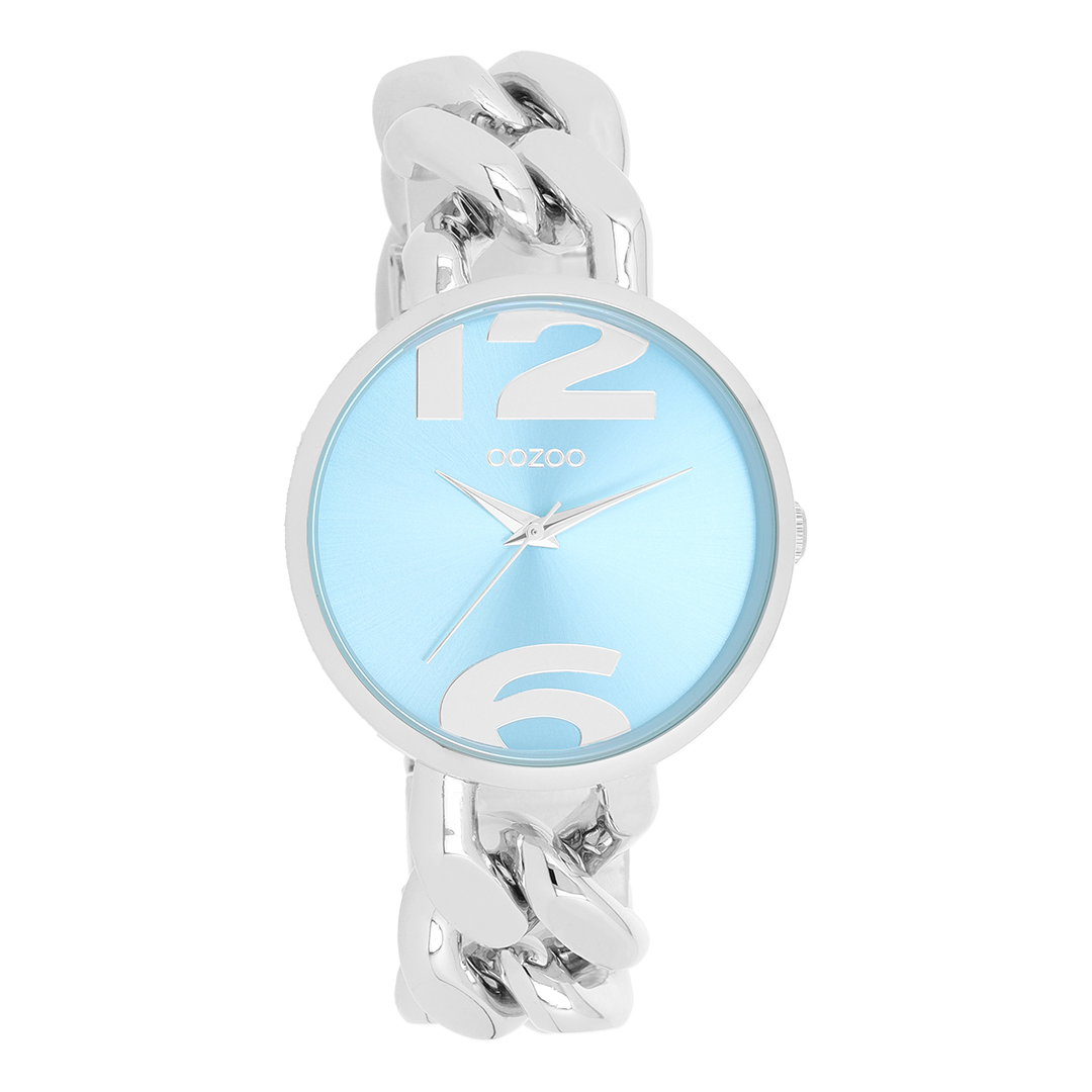 Silver coloured OOZOO watch with chunky chain bracelet - C11350