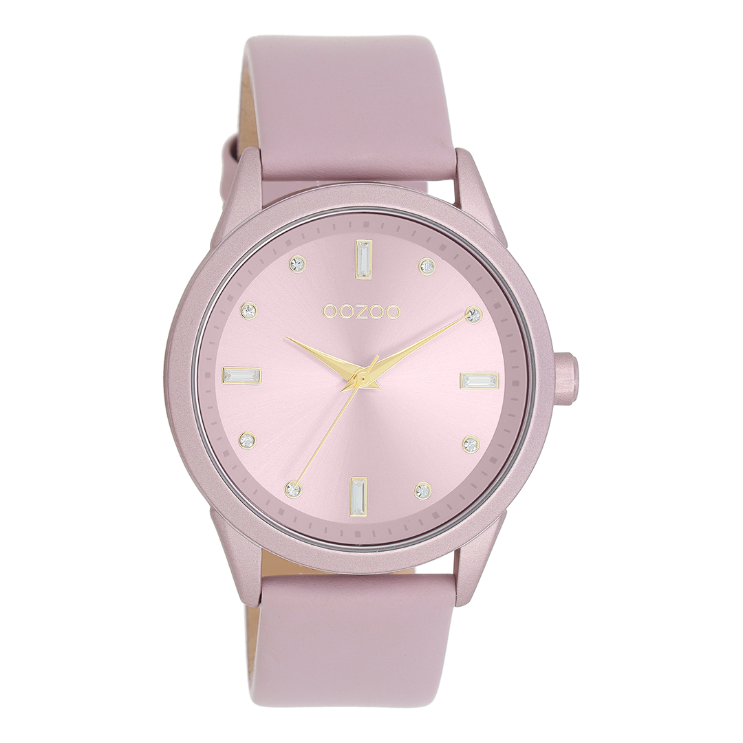 Lila OOZOO horloge met leren band - C11355