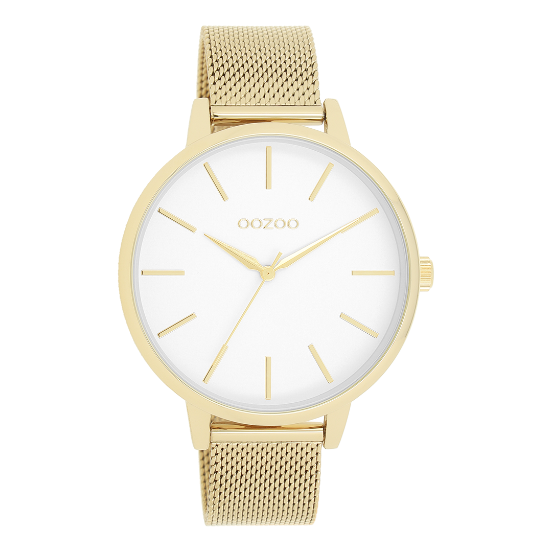 OOZOO Montre en couleur or avec bracelet en mesh en couleur or - C11363