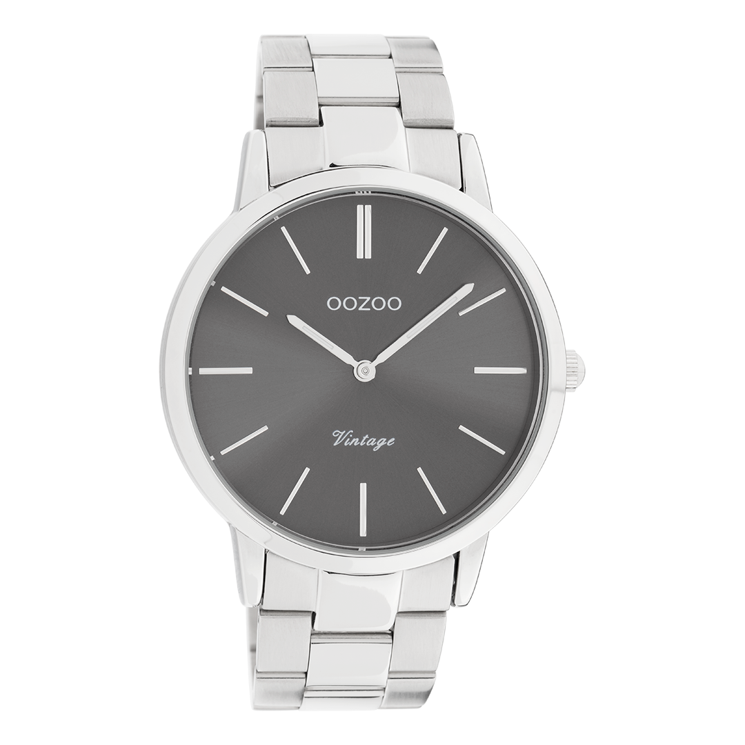 Zilverkleurige OOZOO horloge met roestvrijstalen armband - C20021