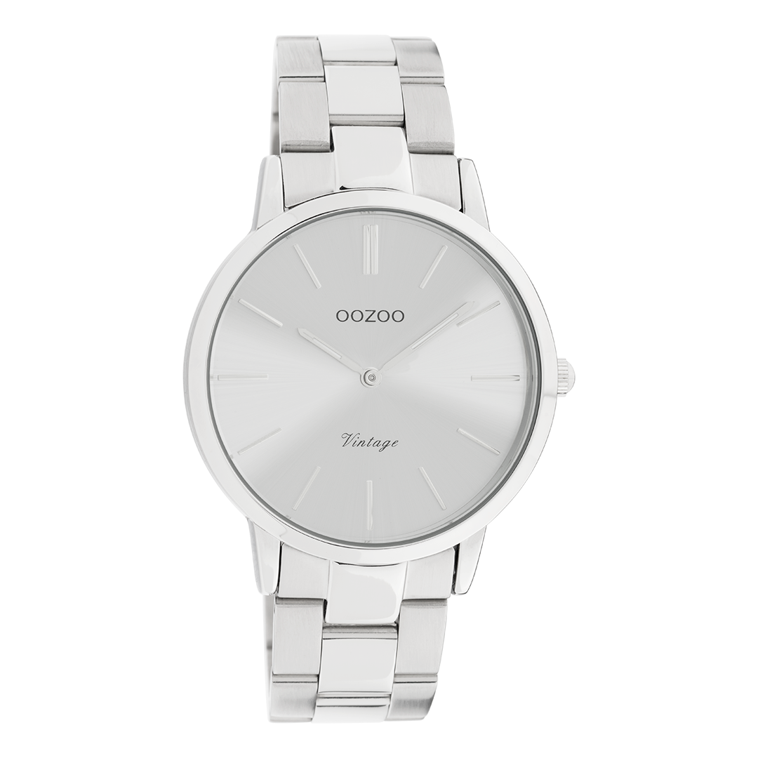 Zilverkleurige OOZOO horloge met roestvrijstalen armband - C20027