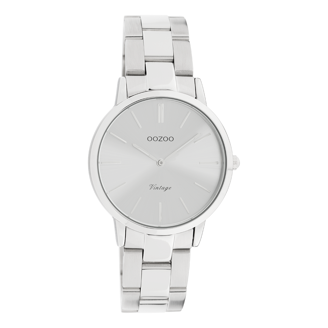Zilverkleurige OOZOO horloge met roestvrijstalen armband - C20039