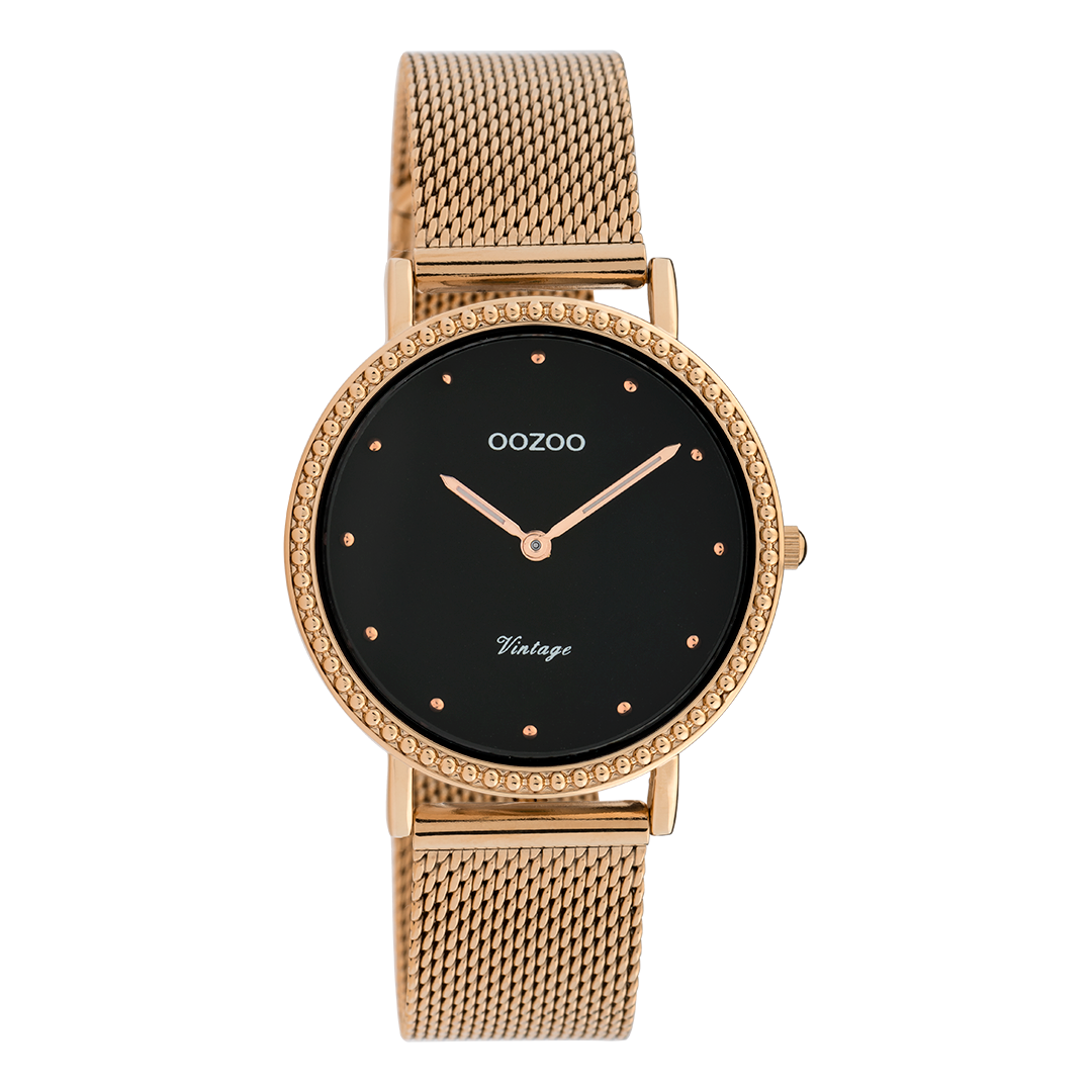 Rosé goudkleurige OOZOO horloge met metalen mesh armband - C20056