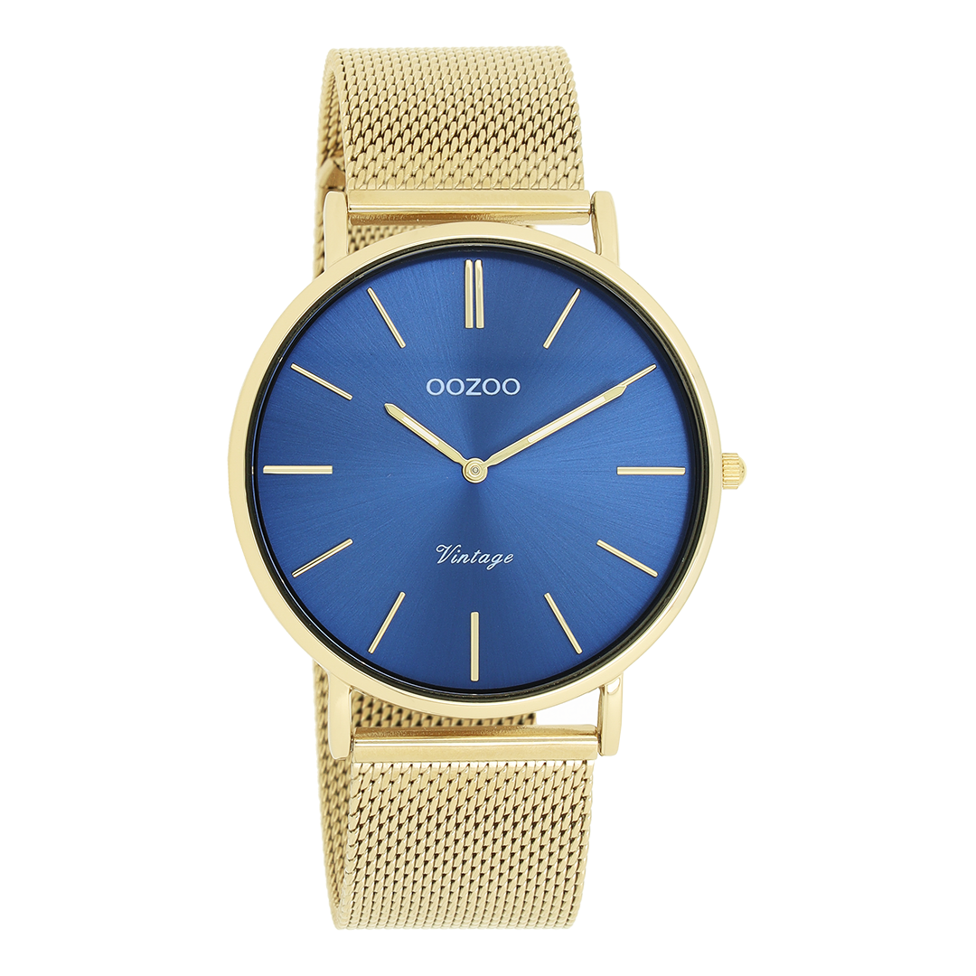 Goudkleurige OOZOO horloge met metalen mesh armband - C20290