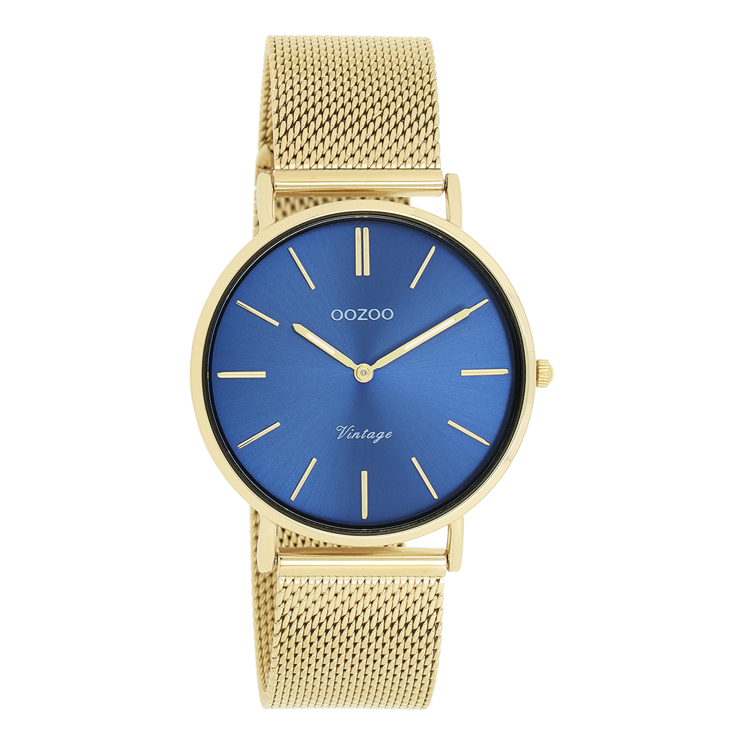 Goudkleurige OOZOO horloge met metalen mesh armband - C20291