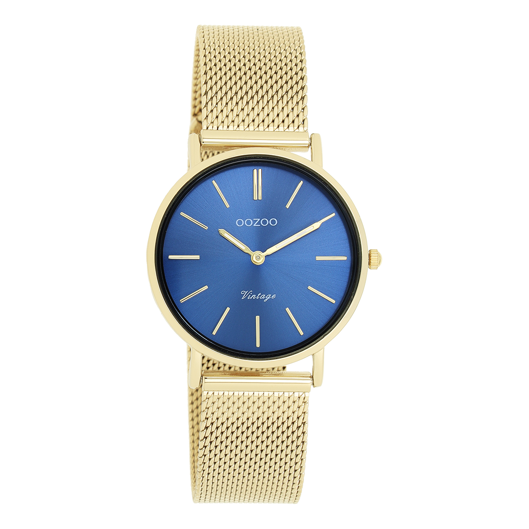 Goudkleurige OOZOO horloge met metalen mesh armband - C20292