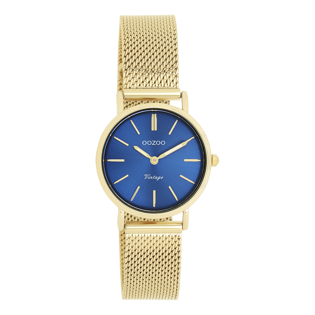 Goudkleurige OOZOO horloge met metalen mesh armband - C20293