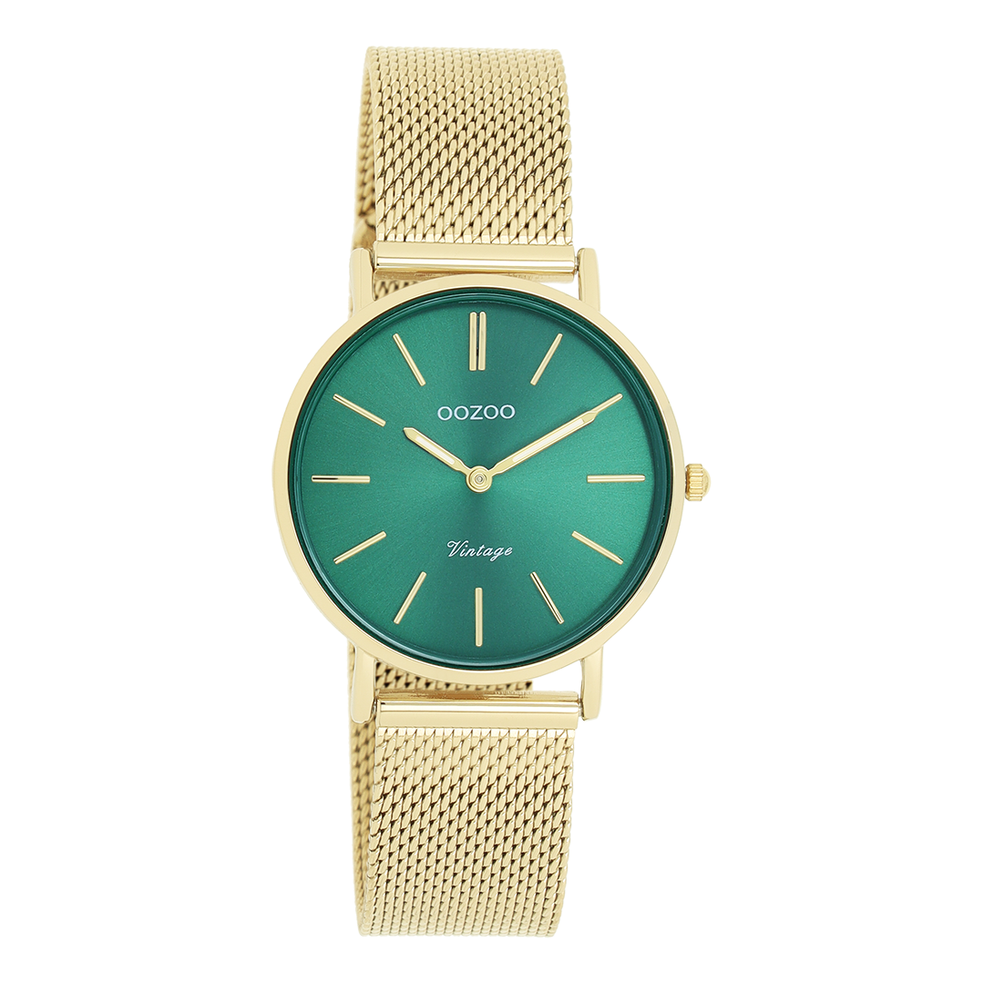 Goudkleurige OOZOO horloge met metalen mesh armband - C20296