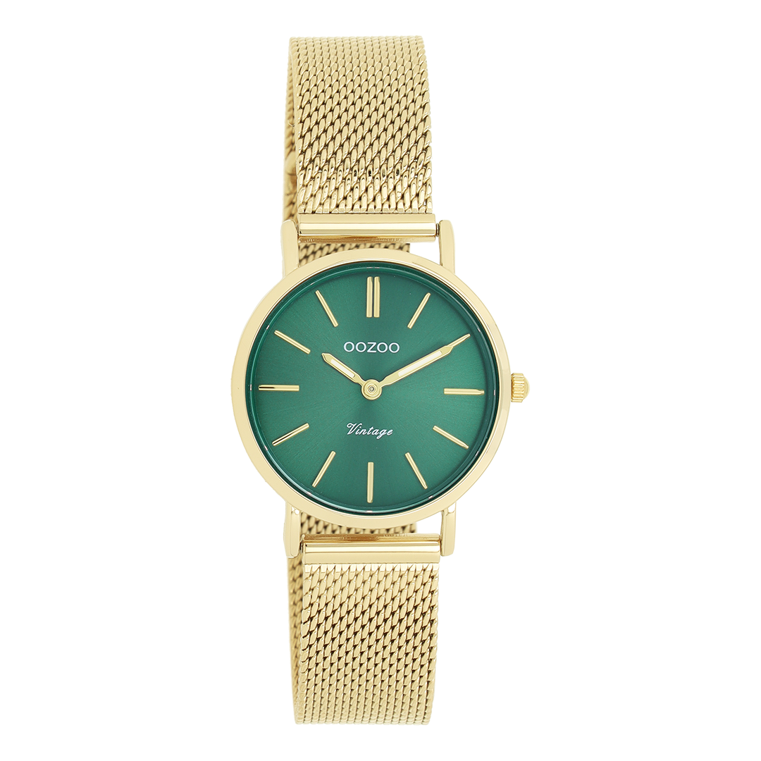 Goudkleurige OOZOO horloge met metalen mesh armband - C20297