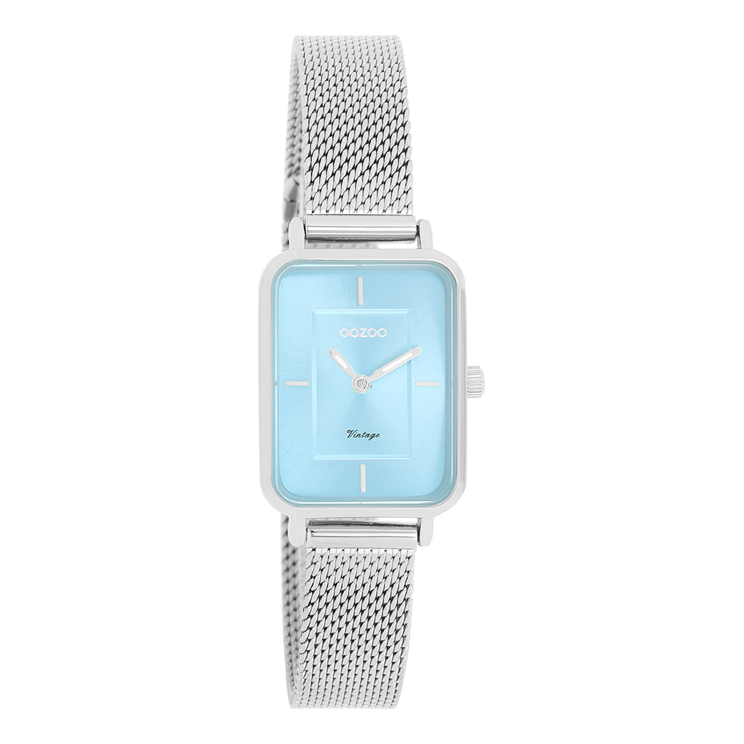 Zilverkleurige OOZOO horloge met metalen mesh armband - C20351