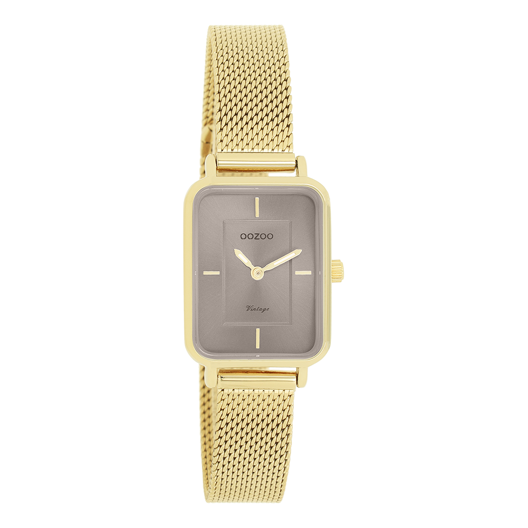 Goudkleurige OOZOO horloge met metalen mesh armband - C20353