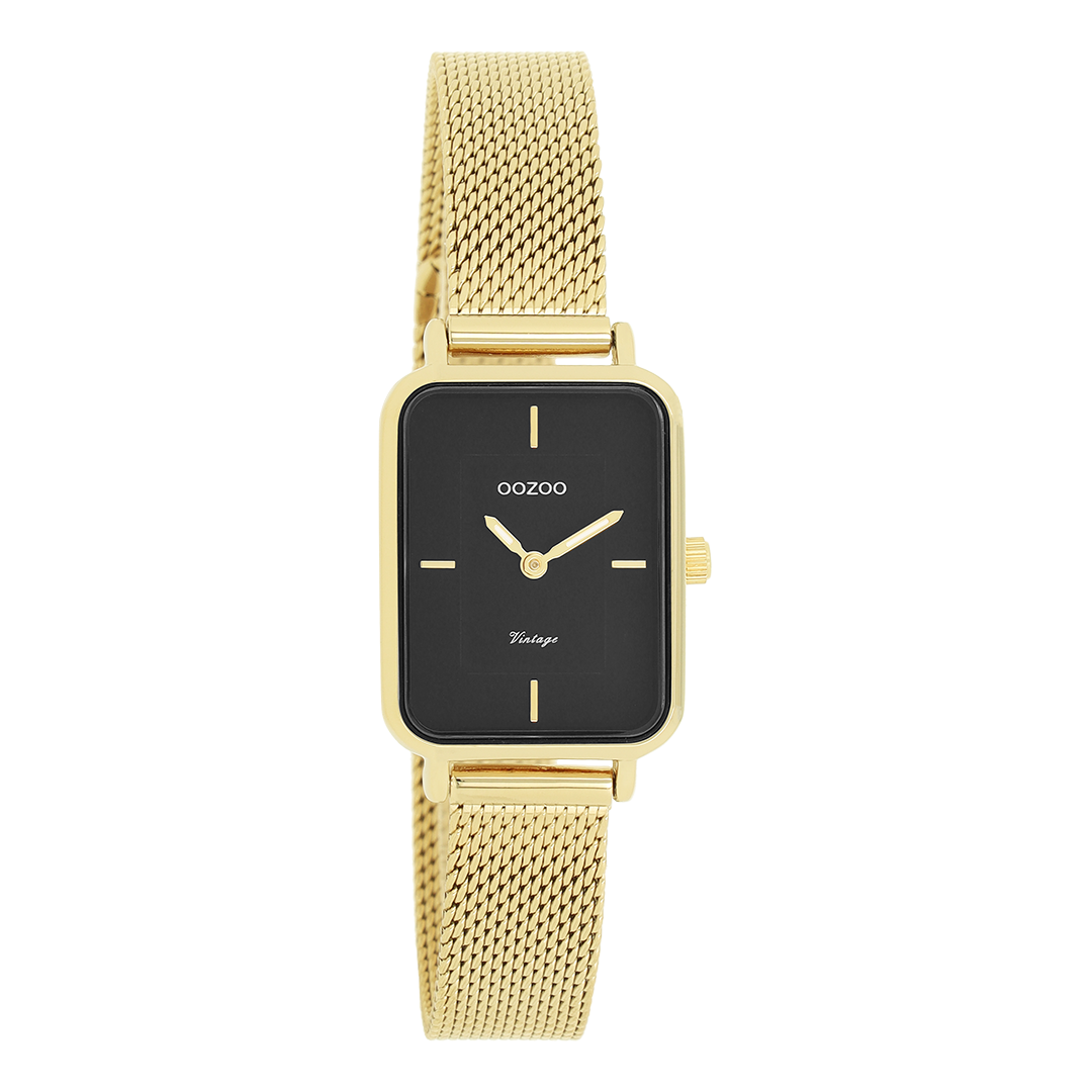 Goudkleurige OOZOO horloge met metalen mesh armband - C20354