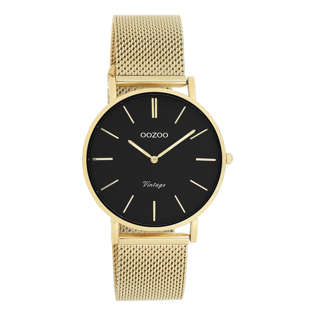 Goudkleurige OOZOO horloge met metalen mesh armband - C9914