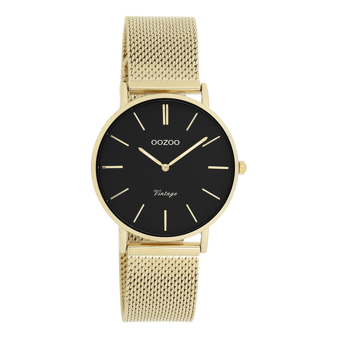 Goudkleurige OOZOO horloge met metalen mesh armband - C9915
