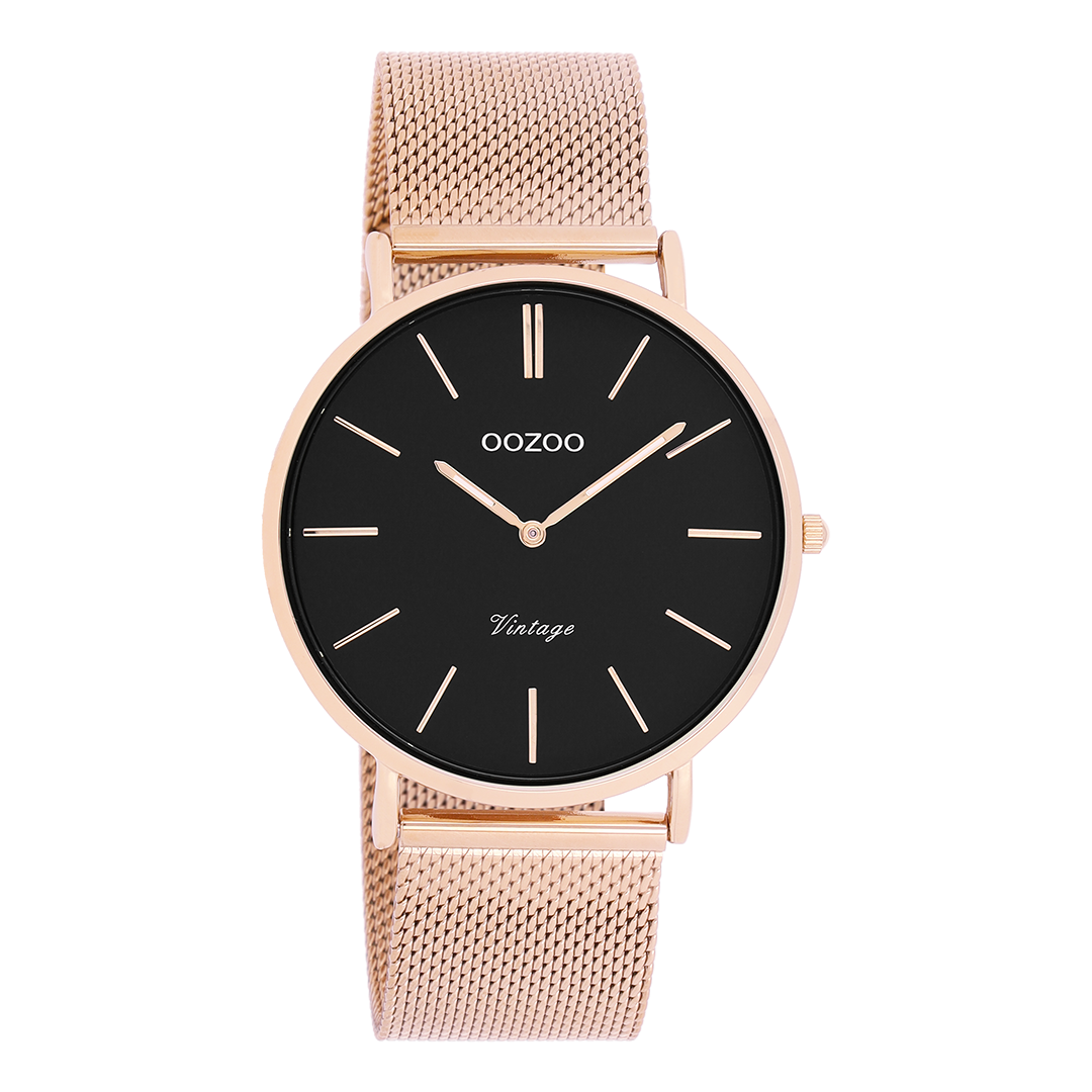 Rosé goudkleurige OOZOO horloge met metalen mesh armband - C9925