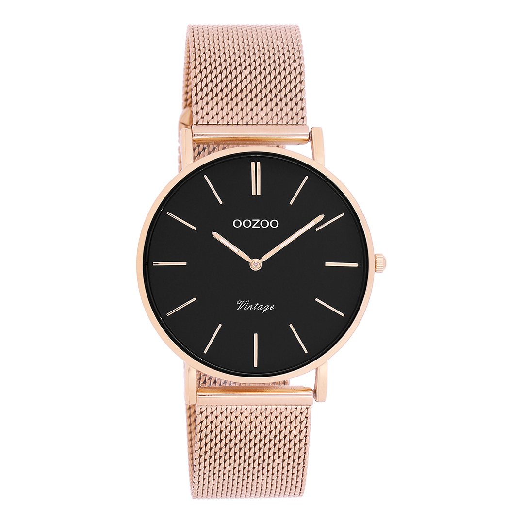 Rosé goudkleurige OOZOO horloge met metalen mesh armband - C9926