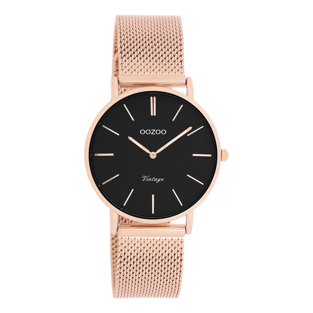 Rosé goudkleurige OOZOO horloge met metalen mesh armband - C9927