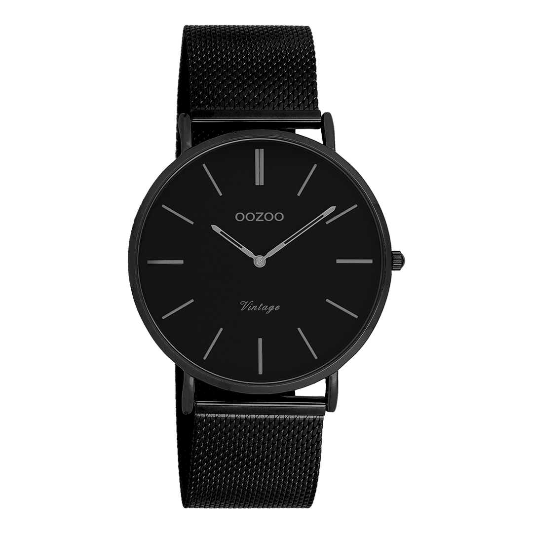 Zwarte OOZOO horloge met metalen mesh armband - C9933